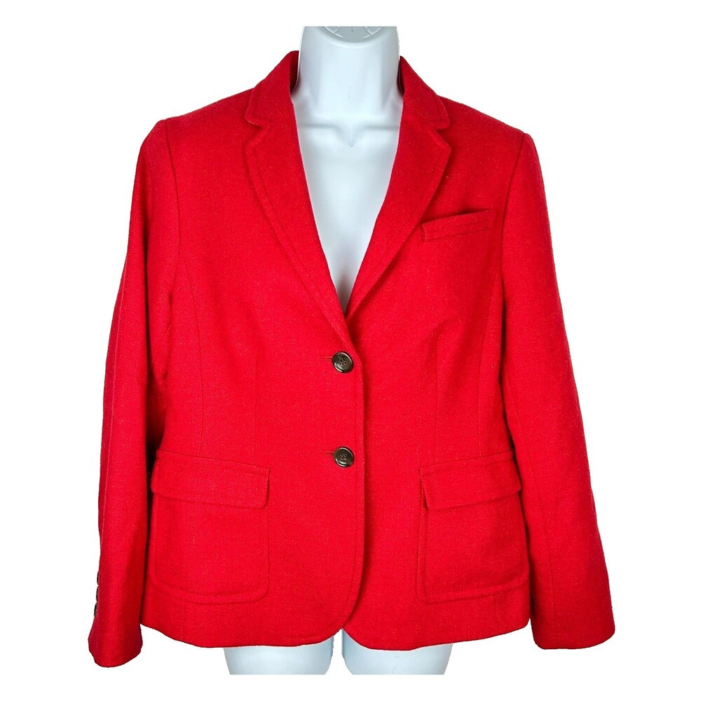 Talbots Classic 2 Button Red Wool Blend Blazer Si… - image 1